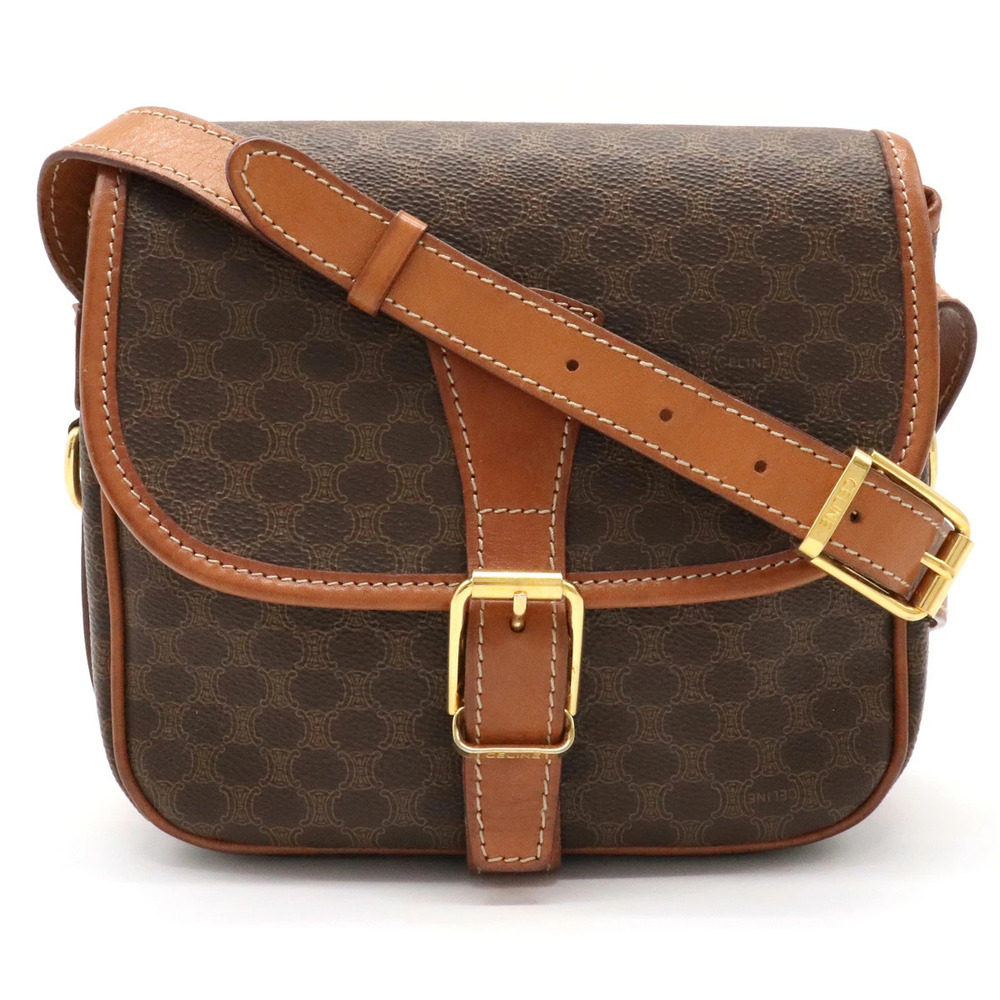 Celine Macadam Crossbody leather dark brown